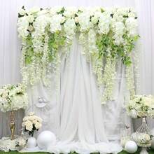 Artificial Wisteria Hanging Flowers Fake Wisteria Flower Garland Silk Vines Rattan Decor For Home Wedding Arch Wall Garden Greenery Bedroom Outdoor Office Party Decoration, Valentine Day, Gift Gifts Birthday Graduation