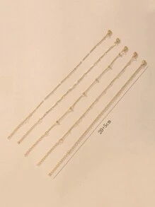 5pcs Minimalist Stackable Foot Chain With Small Beads Elegant Anklets Women Charm Beach Party Anklet Set - Yellow Gold - View 2