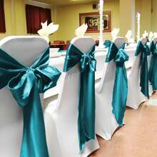 50 PCS Satin Chair Sash Chair Decorative Bow Designed Chair Cover Chair Sashes For Thanksgiving Wedding Christmas Banquet Party Home Kitchen Decoration ( 7 X 108 Inch) Outdoor Party Wedding Outdoor Activities Banquet - 蓝绿色 - 查看 5