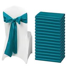 50 PCS Satin Chair Sash Chair Decorative Bow Designed Chair Cover Chair Sashes For Thanksgiving Wedding Christmas Banquet Party Home Kitchen Decoration ( 7 X 108 Inch) Outdoor Party Wedding Outdoor Activities Banquet - 蓝绿色 - 查看 1