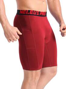 NELEUS Boyfriend Style Men's 3 Pack Running Compression Shorts With Pockets - Blue,Navy,Red#3 - View 11