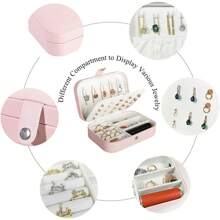 Travel Jewelry Box, PU Leather Small Jewelry Organizer For Women Girls, Double Layer Portable Mini Travel Case Display Storage Holder Boxes For Stud Earrings, Rings, Necklaces, Bracelets