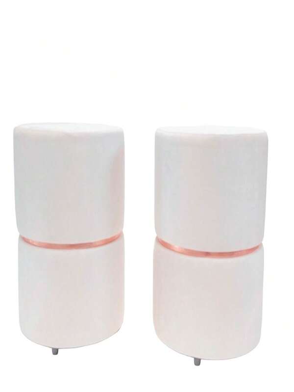 kit com 2 Puff Banqueta Palha com Rose Gold