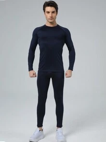 Conjunto de ropa deportiva de secado rápido para culturismo y ejercicio muscular, traje de entrenamiento de gimnasio, conjunto de base para deportes al aire libre, ropa deportiva de alta elasticidad y transpirable para correr/baloncesto/ciclismo - azul real - Ver 3