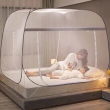 Cuerpo de cama de carpa de mosquito emergente, diseño de cremallería de red de cuna con puertas dobles, carpa autopostrada, verano 360 ° Anti mosquitos, plegamiento portátil para un viaje de adultos bebés, 150 * 200 cm - azul real - Ver 4