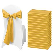 50 PCS Satin Chair Sash Chair Decorative Bow Designed Chair Cover Chair Sashes For Thanksgiving Wedding Christmas Banquet Party Home Kitchen Decoration ( 7 X 108 Inch) Outdoor Party Wedding Outdoor Activities Banquet - 金色 - 查看 1