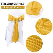 50 PCS Satin Chair Sash Chair Decorative Bow Designed Chair Cover Chair Sashes For Thanksgiving Wedding Christmas Banquet Party Home Kitchen Decoration ( 7 X 108 Inch) Outdoor Party Wedding Outdoor Activities Banquet - 金色 - 查看 2
