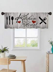 1pc Retro European Cutlery  Printed Kitchen Curtain, Small Short Curtain, Without Holes Curtain, Refer To Bedroom Office Kitchen Living Room Study Home Decor - Multicolor - View 4