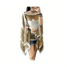 Women Thin Chiffon Cape With Print Design, Sunscreen Shawl For Summer Beach Vacation Accessories Women - Multicolor - View 5