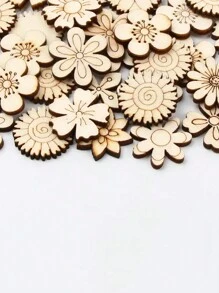 50pcs Unfinished Wood Flower Cutouts, 2Size, Cutouts Ornaments For DIY Crafts Home Party Decoration - Wood - View 4