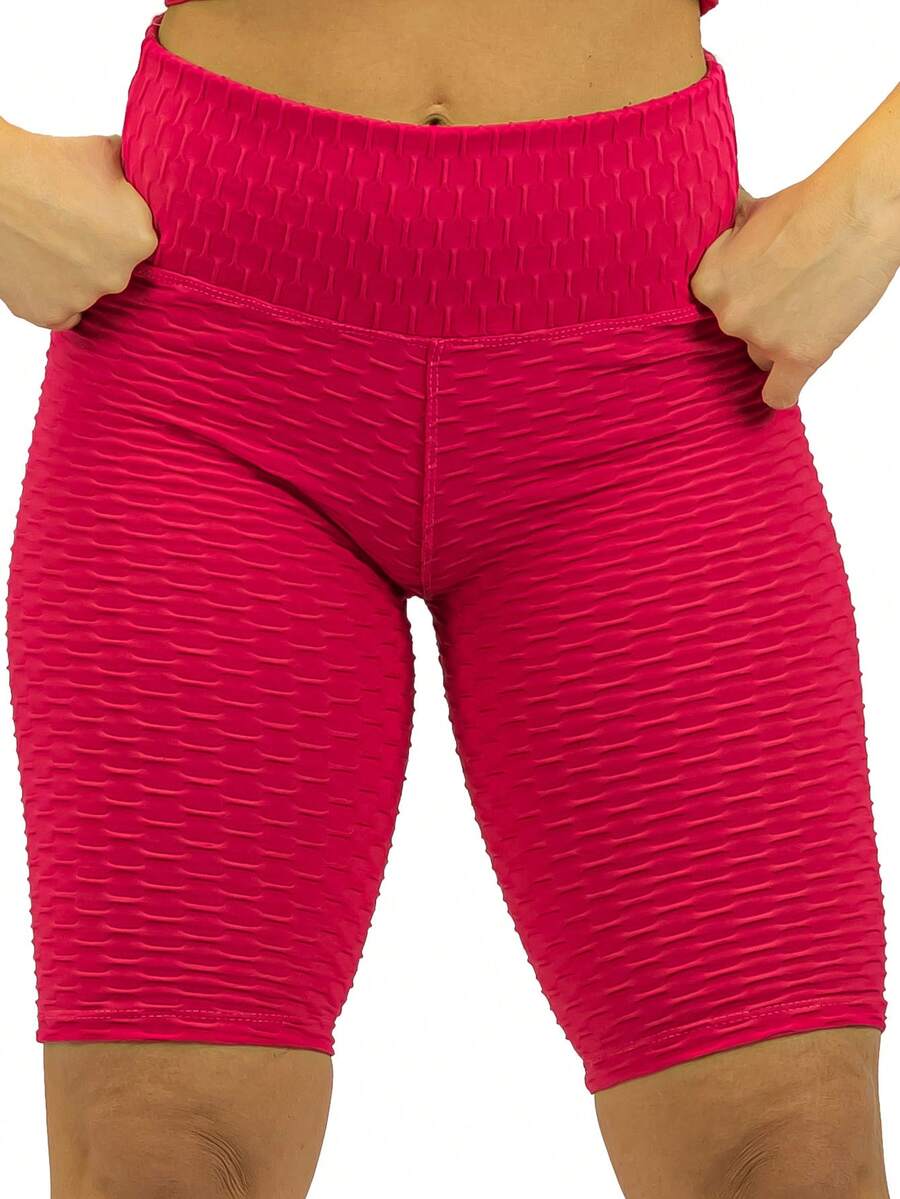 Women Sports Shorts - 玫紅色 - 查看 1