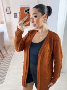 Women Cardigans - 棕色 - 查看 2