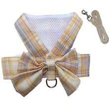 Pet Cute Bowknot Collar Dress With Harness, Leash, Cat Clothes, Dog Vest