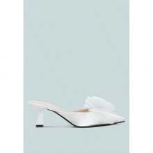 Asma Organza Bow Embellished Satin Mules