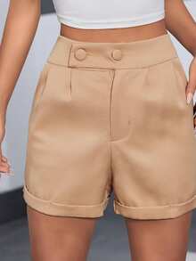 Women Shorts - 卡其色 - 查看 3