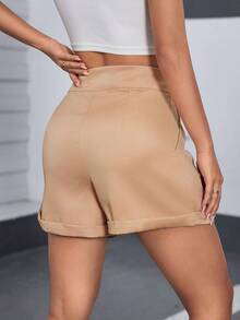 Women Shorts - 卡其色 - 查看 2
