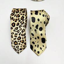 1 件男士豹纹手工领带适合日常聚会、学校男士领带