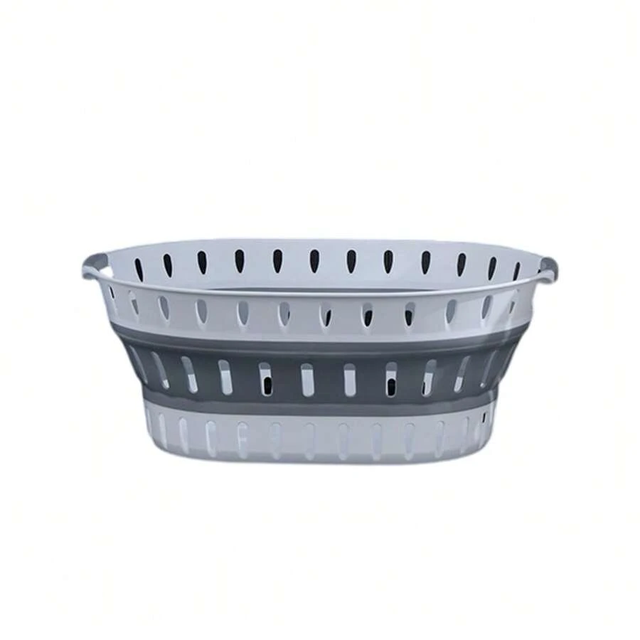 Collapsible Plastic Laundry Basket - Foldable Pop Up Storage Container/Organizer - Portable Basket - Space Saving Hamper/Basket - Light Grey - View 1