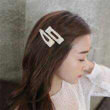 2 件/套女士仿珍珠发夹，甜美优雅发饰，适合日常和通勤装搭配，适用于剪刘海和侧发爪夹发夹发夹 - 白色 - 查看 2