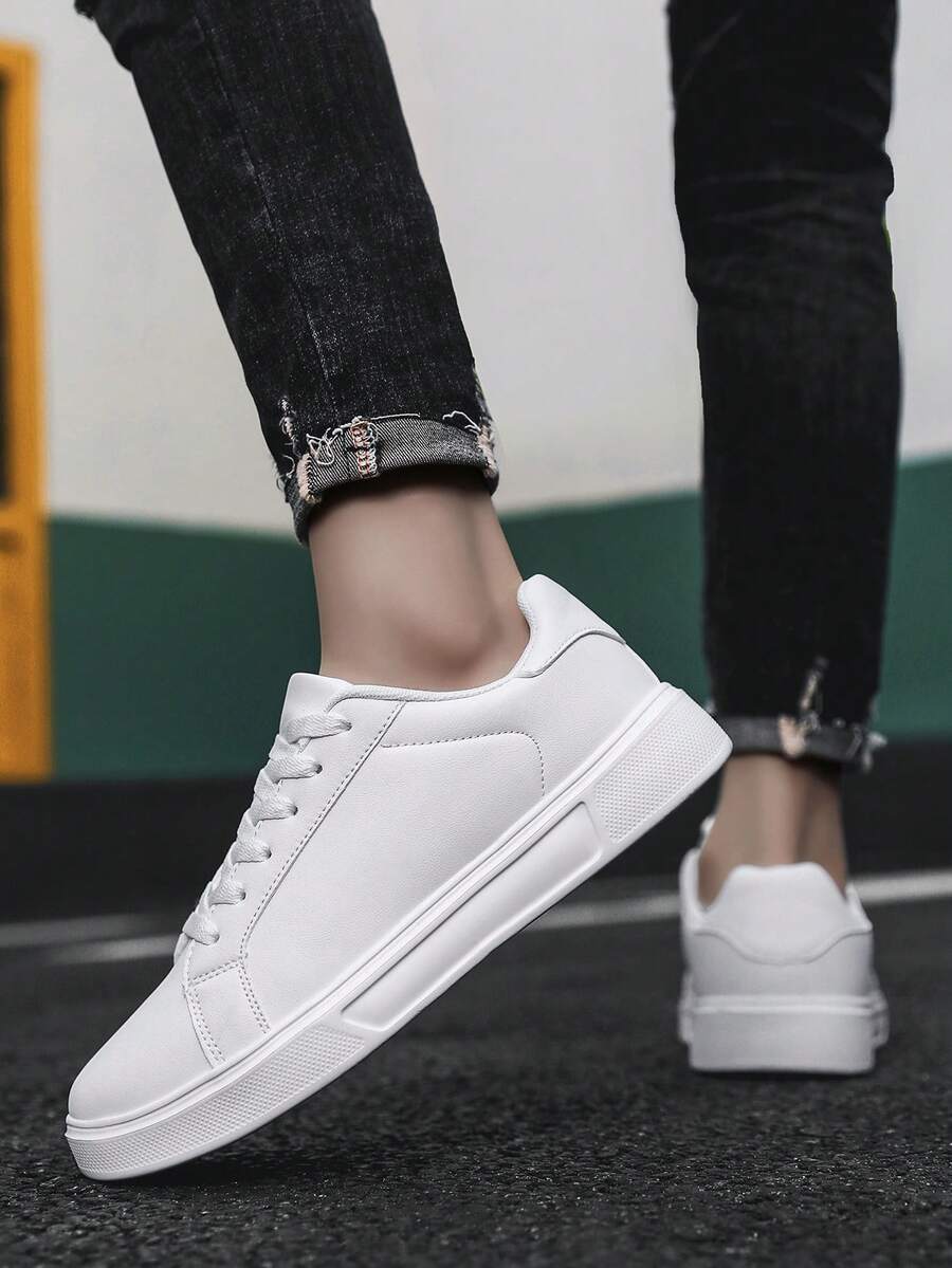 Men And Women Shoes, White Sneakers, Couple Shoes, Skate Shoes, Casual Shoes, Spring And Summer New Student Shoes, Sports Shoes, Size 36-42 Large Size Shoes, Non-Slip Work Shoes. - White - View 1