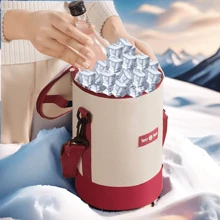 1入組冷凍袋，飲料冷凍袋，冰塊桶，長效保冷，適用於冰鮮水果，冰鮮飲料，外送美食和超市購物，頂部拉鍊 - 彩色 - 查看 2