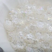 100入組12mm透明鍍紫花瓣AB色五瓣花珠彩色幸福之花DIY材料包含孔 - 透明鍍色花朵 - 查看 5