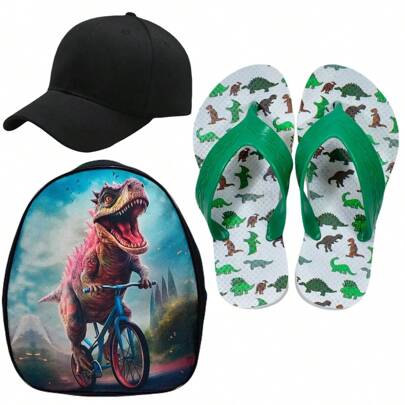 Kit Infantil Masculino Criança Acessórios Chinelo + Mochila +Boné