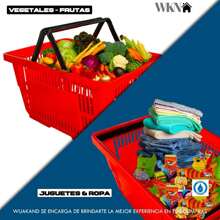 Cesta de Compras; Canastas para Compras; Cestas con Asas; Cestas de Supermercado 28L Resistentes; Asas Color Negro De Plástico - Rojo - Ver 3