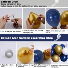 Blue And Gold Birthday Decorations For Men Women, Happy Birthday Decorations Fo People Party Decoration Backdrop & Tablecloth Balloons Arch Kit Confetti Balloons Foil Fringe Curtains Table Cover - 藍色 - 查看 2