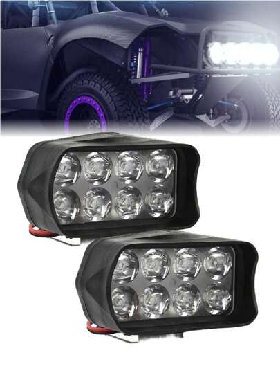 Faros de LED luces delanteras antiniebla 8 SMD ultrabrillantes para coche o moto Par