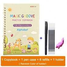 KIBEDI Libros de ejercicios de escritura Surco mágico inglés, libro de caligrafía para niños con letras, números, alfabeto. Regalo para escuela, estudiante, papelería, útiles escolares, aprender inglés, escritura en inglés, regalo para niños, libro de números, papelería escolar, práctica de caligrafía, aprender números, juguetes para niños, libro escolar, juguetes para niñas, libro de trazado, escritura para niños pequeños, libro de colorear por números, alfabeto, libro de colorear por número, libros para niños