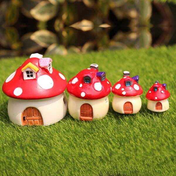 1 peça Decoração Artesanal de Jardim de Fadas em Resina Miniatura Micro Gnomo, Presente de Castelo de Cogumelo Mediterrâneo para Terrário