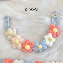 1 Stück handgemachte gestrickte Halsband & Halskette mit buntem Blumendesign für Katzen und Hunde, liebenswertes Haustier Zubehör - Pink - Übersicht 10