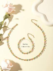 Mehrere Stücke ins-Stil Titanstahl Emaille Tropföl farbenfrohe Premium Halskette, individualistischer minimalistischer Hip-Hop-Schlüsselbein-Ketten-Set