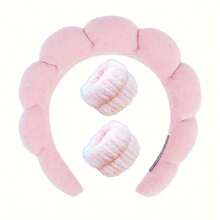 3Pcs/16pc/Set Spa Headband & Wristbands Set For Face Washing, Makeup And Skincare Headbands And Wristbands, Puffy Makeup Headbands For Face Washing, Mask, Skin Treatment, Hairdressing Accessories, Fluffy Cloud Shaped Head Band, Non Slip Head Hoop, Elastic Water Absorbent Wrist Towel, Suitable For Face Washing Skincare Make Up Spa Travel Essentials - Multicolor - View 15