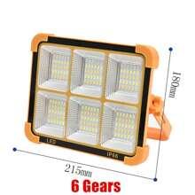 1pc Rechargeable Led Work Solar Light, Portable Ultra Bright Floodlight, Ip65 Waterproof Cordless Light, Floor Standing, For Power Outage Emergency Work Light/Outdoor Camping/Fishing(4/6/16Gears)