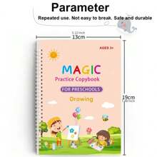 KIBEDI Libros de ejercicios de escritura Surco mágico inglés, libro de caligrafía para niños con letras, números, alfabeto. Regalo para escuela, estudiante, papelería, útiles escolares, aprender inglés, escritura en inglés, regalo para niños, libro de números, papelería escolar, práctica de caligrafía, aprender números, juguetes para niños, libro escolar, juguetes para niñas, libro de trazado, escritura para niños pequeños, libro de colorear por números, alfabeto, libro de colorear por número, libros para niños