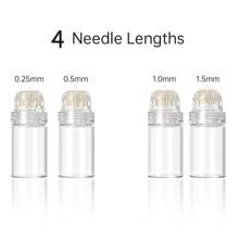 Set de microagujas de titanio y oro con 20 agujas de titanio, sello de hidroderma, botella de 10ml de sistema de microagujado de oro con toque fino para mesoterapia - transparente - Ver 11