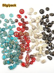 50g Packung aus Acryl-Perlen in Barock-Stil in buntem Vintage-Design für die Herstellung von Schmuck, DIY-Special-Armbändern, Schlüsselanhängern, Telefonketten und handgefertigten Bastelbedarf