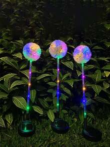 6/4/2/1pc 太阳能花园灯户外装饰，太阳能蒲公英花园灯带彩色 LED 灯，防水花园装饰户外太阳能花灯，适用于露台、庭院、小路装饰 - 彩色 - 查看 2