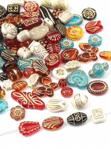 50g Packung aus Acryl-Perlen in Barock-Stil in buntem Vintage-Design für die Herstellung von Schmuck, DIY-Special-Armbändern, Schlüsselanhängern, Telefonketten und handgefertigten Bastelbedarf