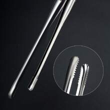 1入不銹鋼燒烤鉗食品夾烤肉麵包夾防滑派對廚房餐具配件 - 銀色 - 查看 8