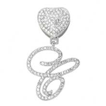 13 毫米银色链式脚链，女式草书吊坠，迈阿密链式脚链，女式嘻哈冰雪字母链式脚链详细图片按字母顺序排列在末尾 - 銀色 - 查看 23