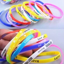 10/20/30/40/50 件时尚简约硅胶运动手环，送给家人和朋友的礼物，男朋友/女朋友的生日和节日礼物，返校情人节派对礼物 - 彩色 - 查看 7