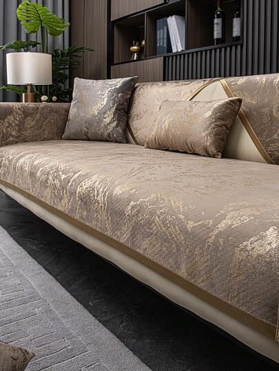 1pc Chenille Sofa Cushion Cover For 1-2-3-4 Seater Sofa With Armrest & Backrest Cover, Non-Slip, All Seasons