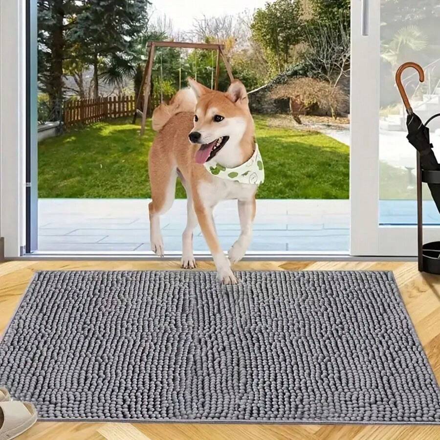 Dog Door Mat For Muddy Paws, Absorbs Moisture And Dirt, Absorbent Non-Slip Washable Mat, Quick Dry Microfiber, Mud Mat For Dogs, Entry Indoor Door Mat For Inside Floor - Grey - View 1