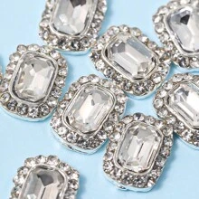 10入組3D方形美甲鑽，閃亮銀色美甲鑽，透明水晶美甲裝飾，美甲藝術配件DIY美甲寶石，美甲用品 - 銀色 - 查看 4