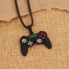 1pc Fashionable Stainless Steel Pendant Necklace With Gemstone Inlaid Game Controller Shape Pendant, A Must-Have Item For Gamers, Suitable For Both Men And Women; A Great Choice Of Gift For Friends On Special Occasions Such As Valentine's Day, Birthdays, Or Roommates Gifts.,Mom,Mother,Mother's Day,Gift