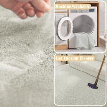 Solid Plush Area Rug Performance Shaggy Rug Washable Area Rug Indoor Entryway Doormat Soft Rug Modern Faux Wool Rug Cozy Non Slip Carpet For Living Room Kids Room Bedroom Nursery - 象牙白 - 查看 5