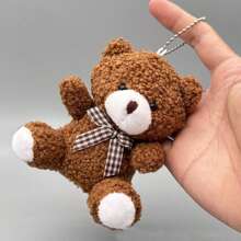 1PC Plush Bear Keychain Mini Teddy Bear Stuffed Animal Key Ring  Backpack Handbag Pendants For Graduation Birthday Wedding Party Favor - Brown - View 1